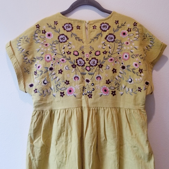Orange Creek Floral Embroidered Yellow Dress - Picture 6 of 8